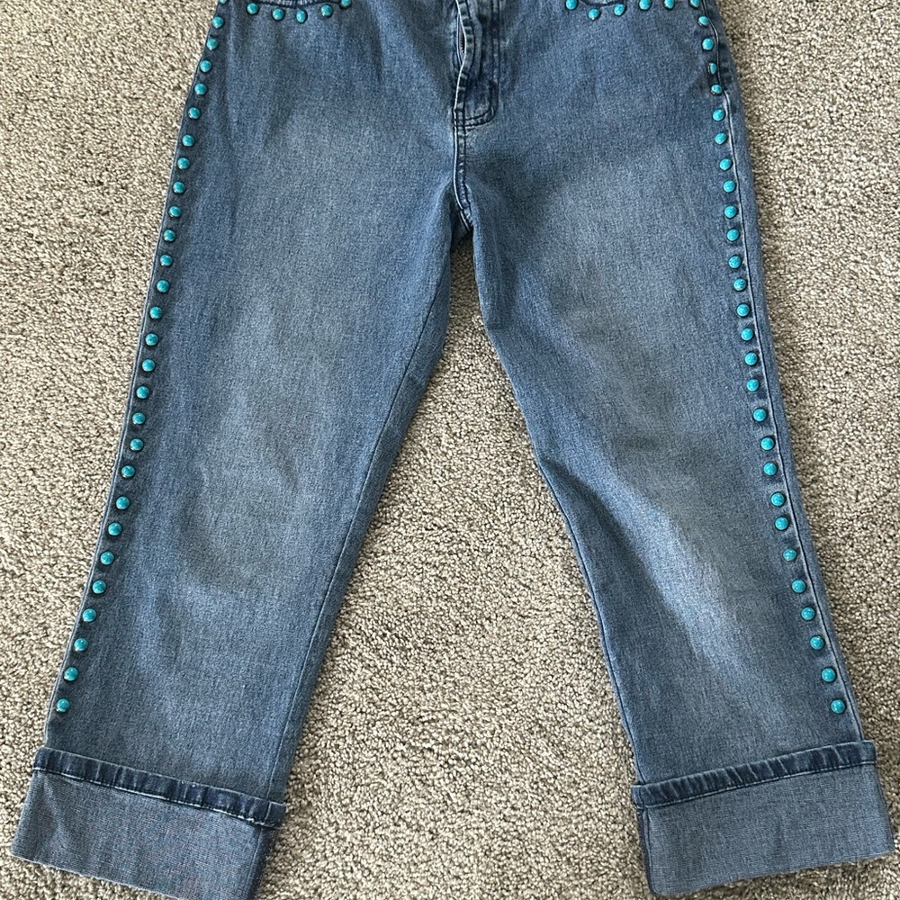 DG2 by Diane Gilman Blue Jeans with Turquoise Details